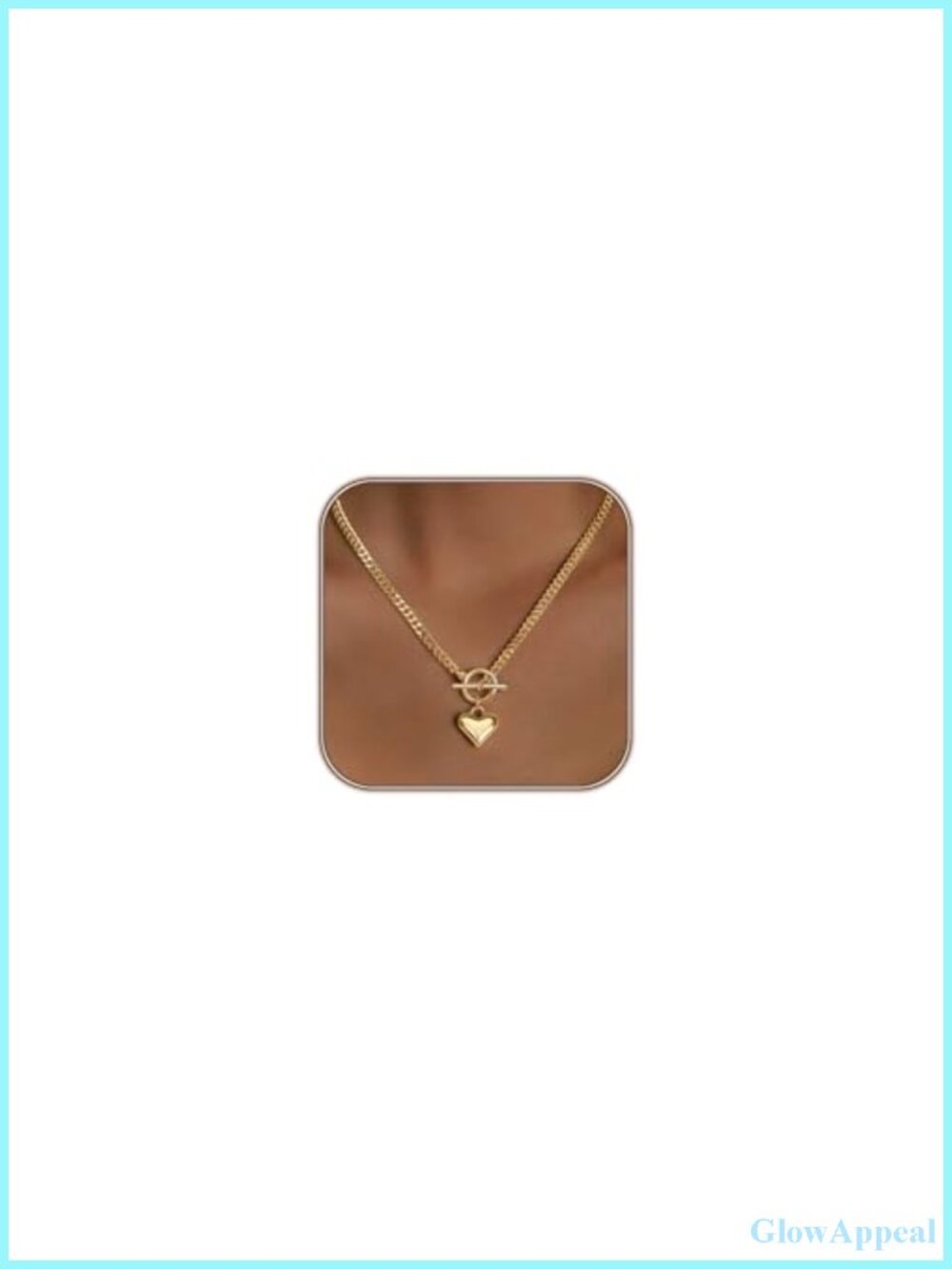 14K Gold Plated Heart Pendant Necklace Cuban Link Chain Hypoallergenic Women's